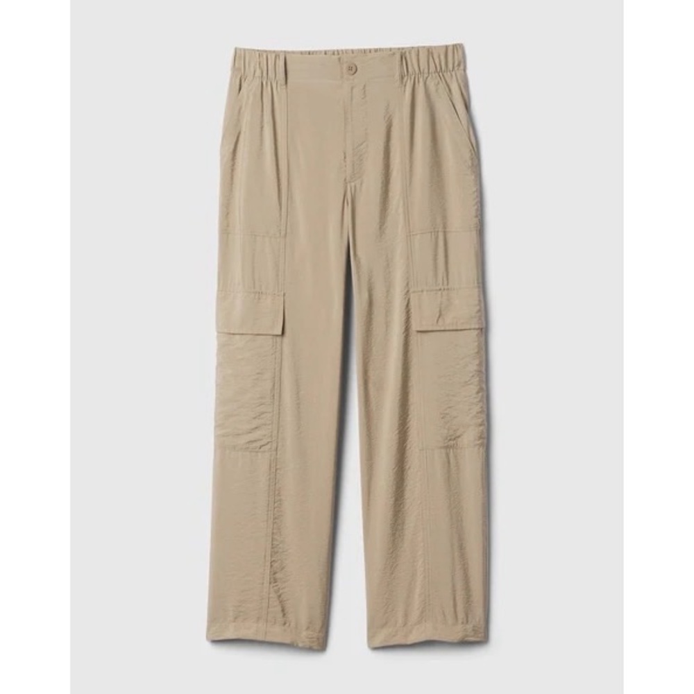 GAP Women Khaki Relaxed Fit High Rise Cargo Trouser Pants Beige Large